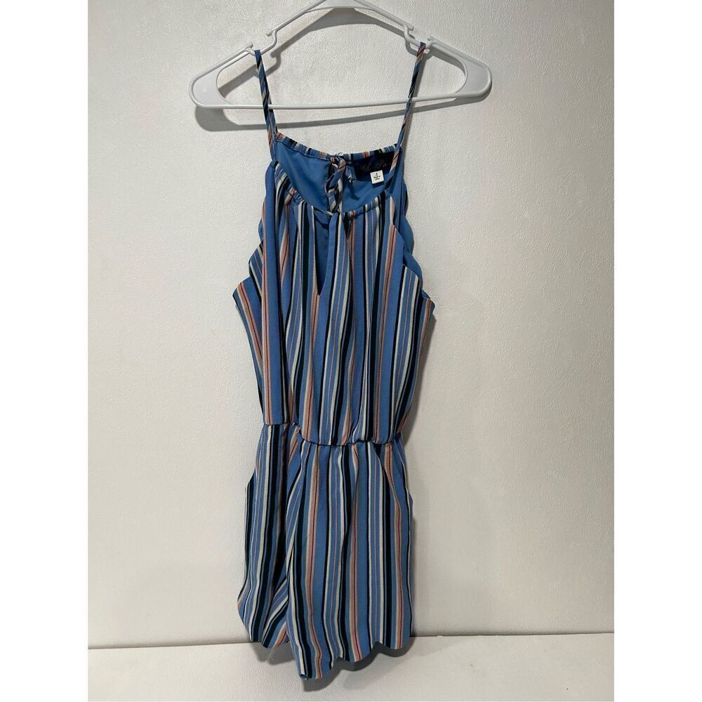 Blue Rain blue striped romper size small